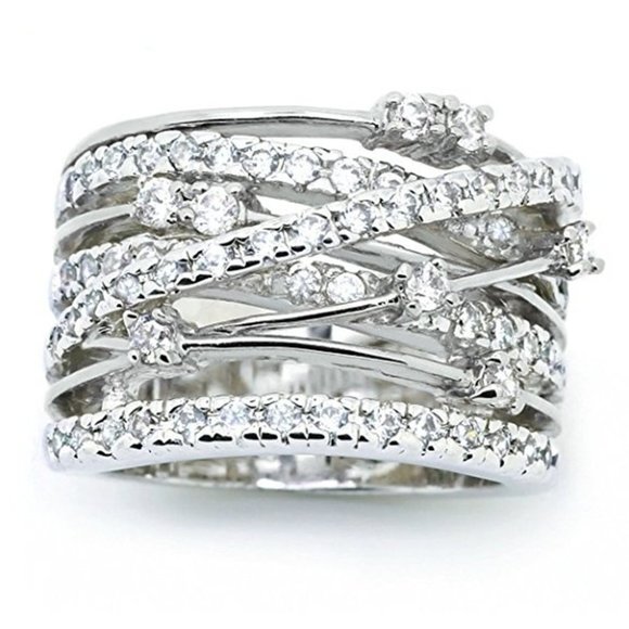🍁 Multi Layer Exquisite Shiny Zircon Stackable Rings for Women, EVGG1310 - Picture 3 of 7